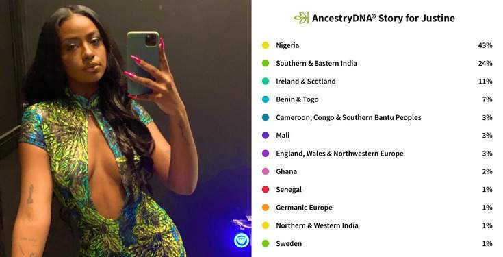 US singer, Justine Skye's Ancestry DNA results show she's 43% Nigerian