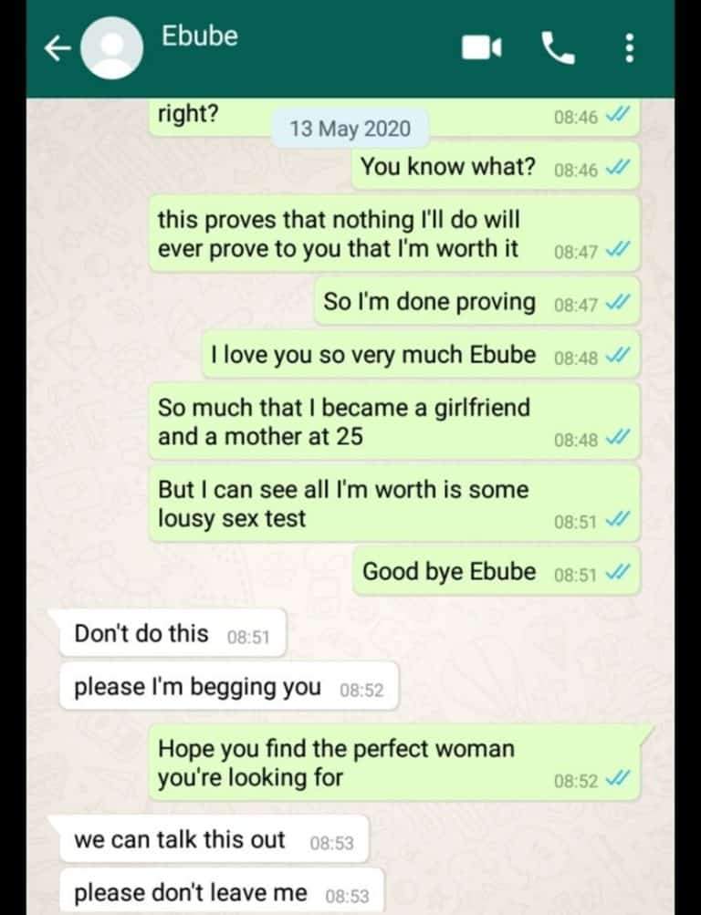 I'm worth more than a childish test - Lady breaks up with her boyfriend of 3 years after he used his friend to test her with sex (Photos)