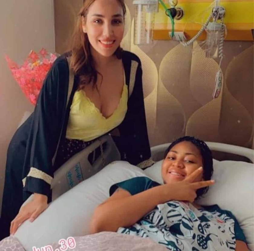 Regina Daniels' Co-wife, Laila Visits Her At The Hospital After The Birth Of Her Son (Photo/Video)