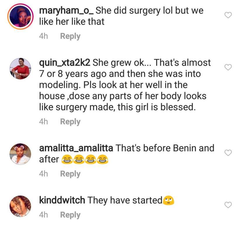 BBNaija: Nengi Accused Of Doing Body Enhancement Surgery as Her Old Photos Surface