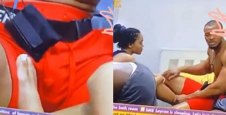 #BBNaija: Lilo caught on camera trying to size up Eric's 'Banana' with her leg (Video)