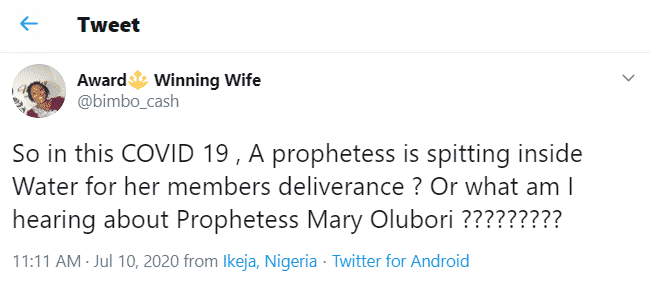 Prophetess Mary Olubori allegedly selling her saliva to her members for N550k