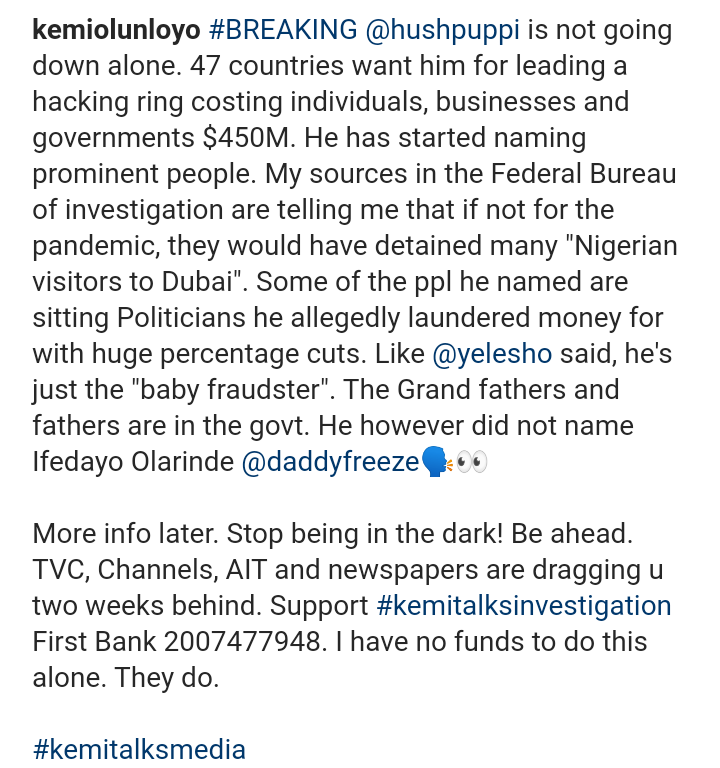 Hushpuppi Wanted By 47 Countries As He Lists Crime Partners