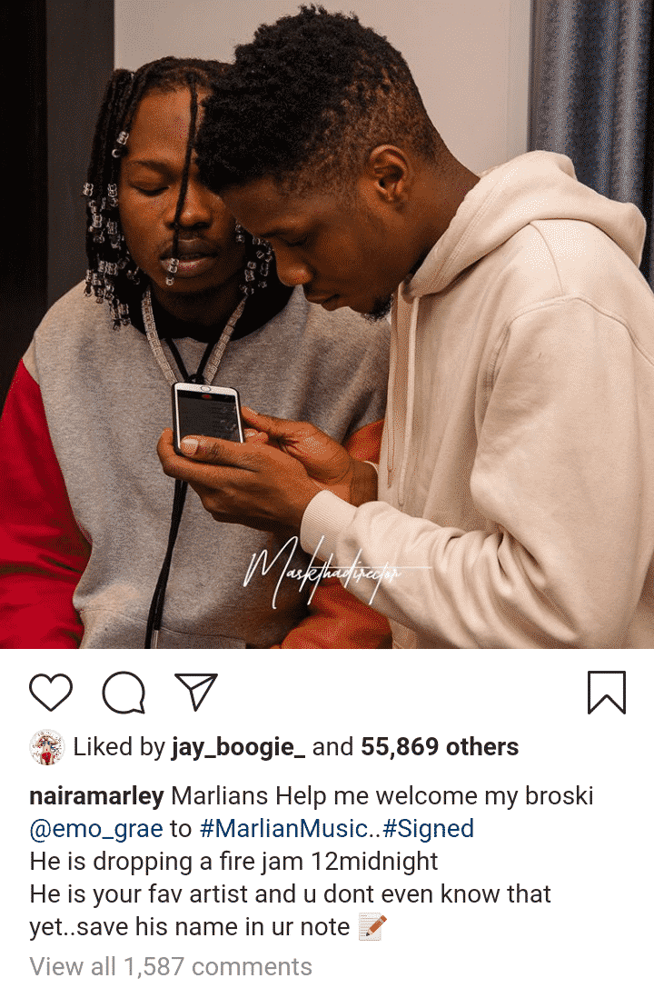 Naira Marley Signs New Artiste 'Emo Grae' To His Record Label (Photos)