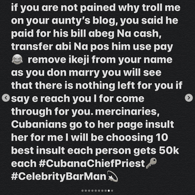 Cubana Chief Priest offers his fans N50k each to insult Sandra Ikeji after she called him a 'dirty man forming celebrity'