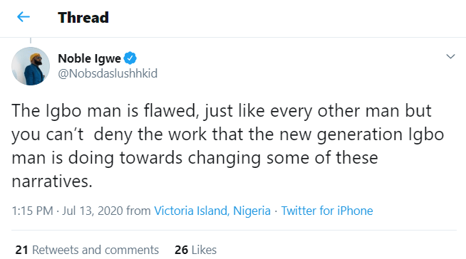 'Igbo women are lazy, they don't like to work, they just want to enjoy their husband's money' - Noble Igwe