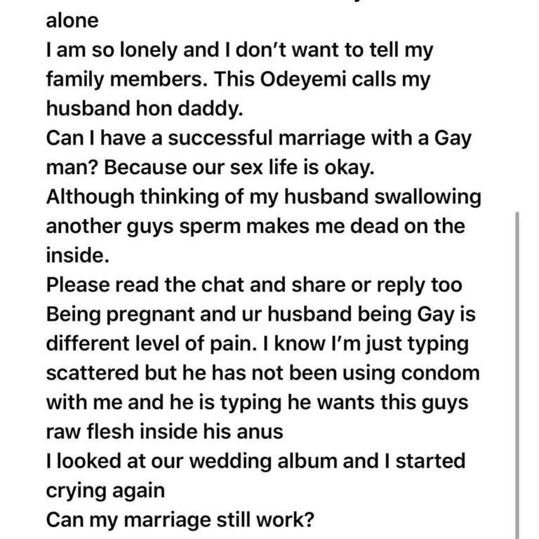 Pregnant wife shares chat conversation between her husband and his gay lover