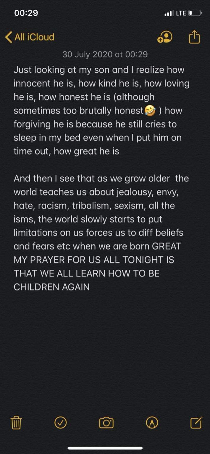 'I Pray We All Learn How To Be Children Again' - Tiwa Savage