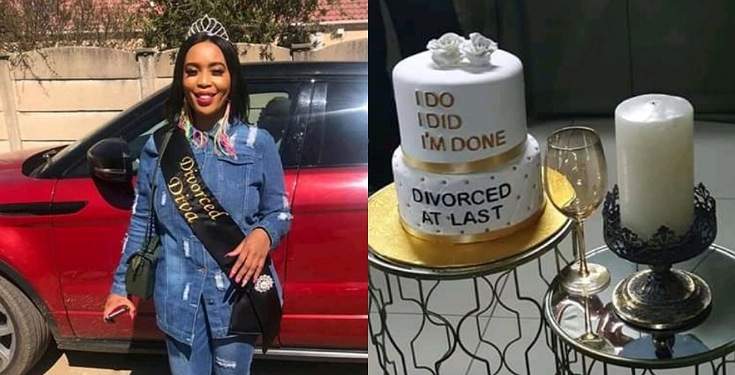 Lady throws party to celebrate her divorce with customized cake (Photos)