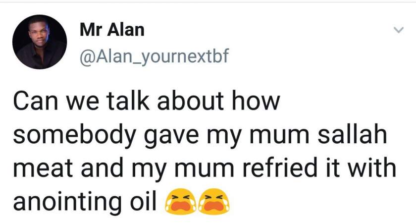 Man narrates how his mother used annointing oil to refry the Sallah meat someone gave her
