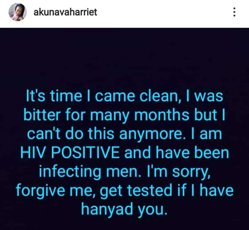 'I have been infecting men' - HIV positive lady confesses as she begs victims to forgive her
