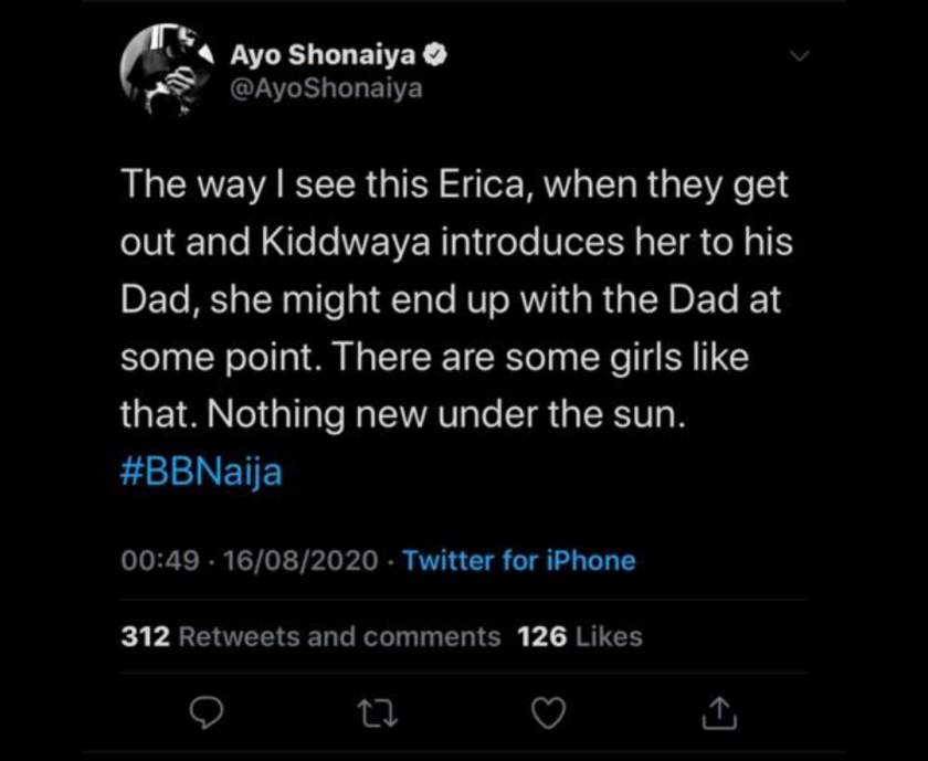 'Erica might end up with Kiddwaya's father' - Filmmaker, Ayo Shonaiya