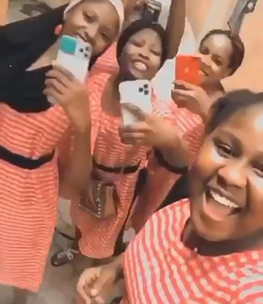 Secondary school girls who call themselves 'Benefit Girls' show off their new iPhones (Video)