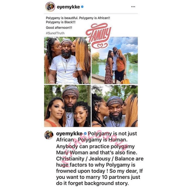 Polygamy is not just African, it is human - Instagram celebrity, Oyemykke says