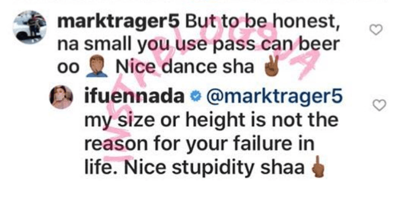 Ifu Ennada slams follower who compared her height to a can beer