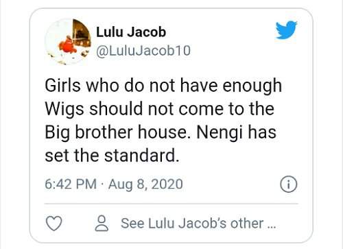 'Nengi na big girl oh' - BBNaija housemates and viewers react as Nengi shows off her box of wigs