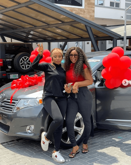 Mercy Eke gifts her sister brand new Venza car for her birthday (Photos)