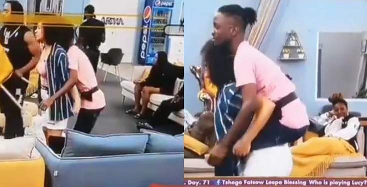 Watch moment Nengi backed Laycon like a nanny would do to a baby (Video)