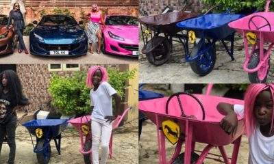 Ikorodu Bois Recreate Photos Of DJ Cuppy And Sister In Their New Ferarri Whips