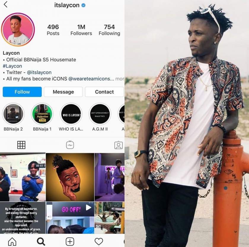 Laycon Breaks Record As He Becomes First Housemate To Hit 1Million Followers On IG While In The House