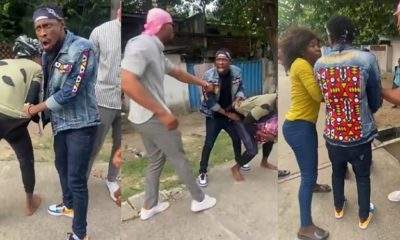 Trikytee and Eric caught on camera fighting a guy in public over N5,000 (Video)