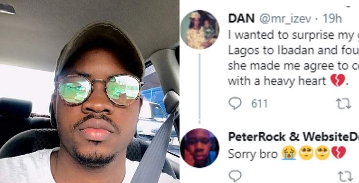 Heartbroken man laments after finding another man in his girlfriend's house