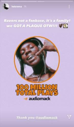 Rema Excited As He Hits 100 Million Streams On Audiomack