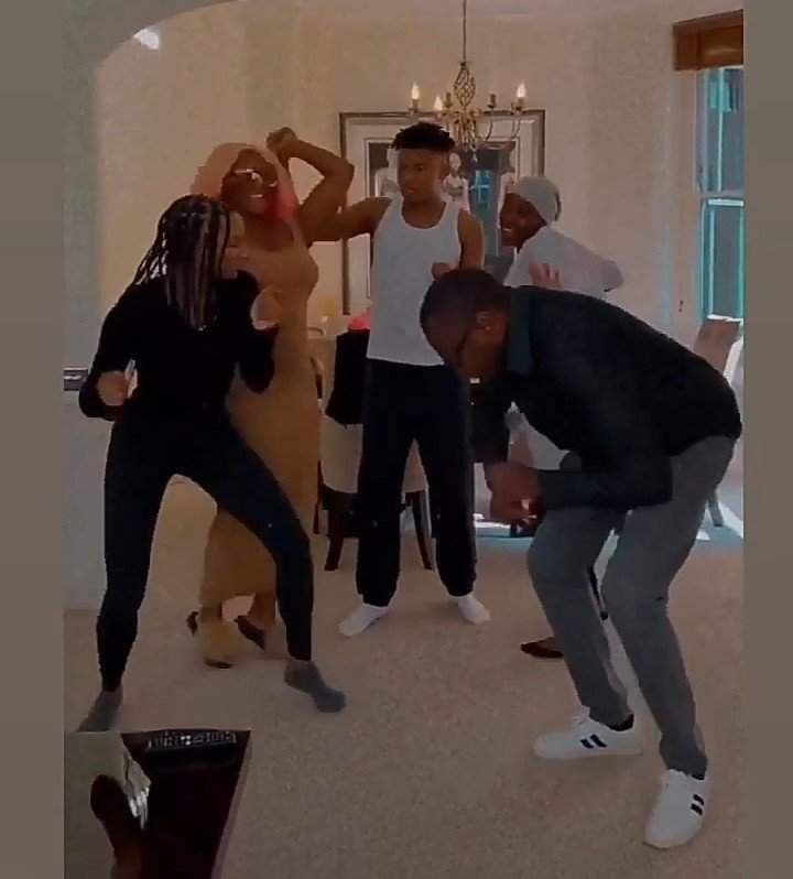 Billionaire, Femi Otedola parties and dances at home with his children (Photos/Video)