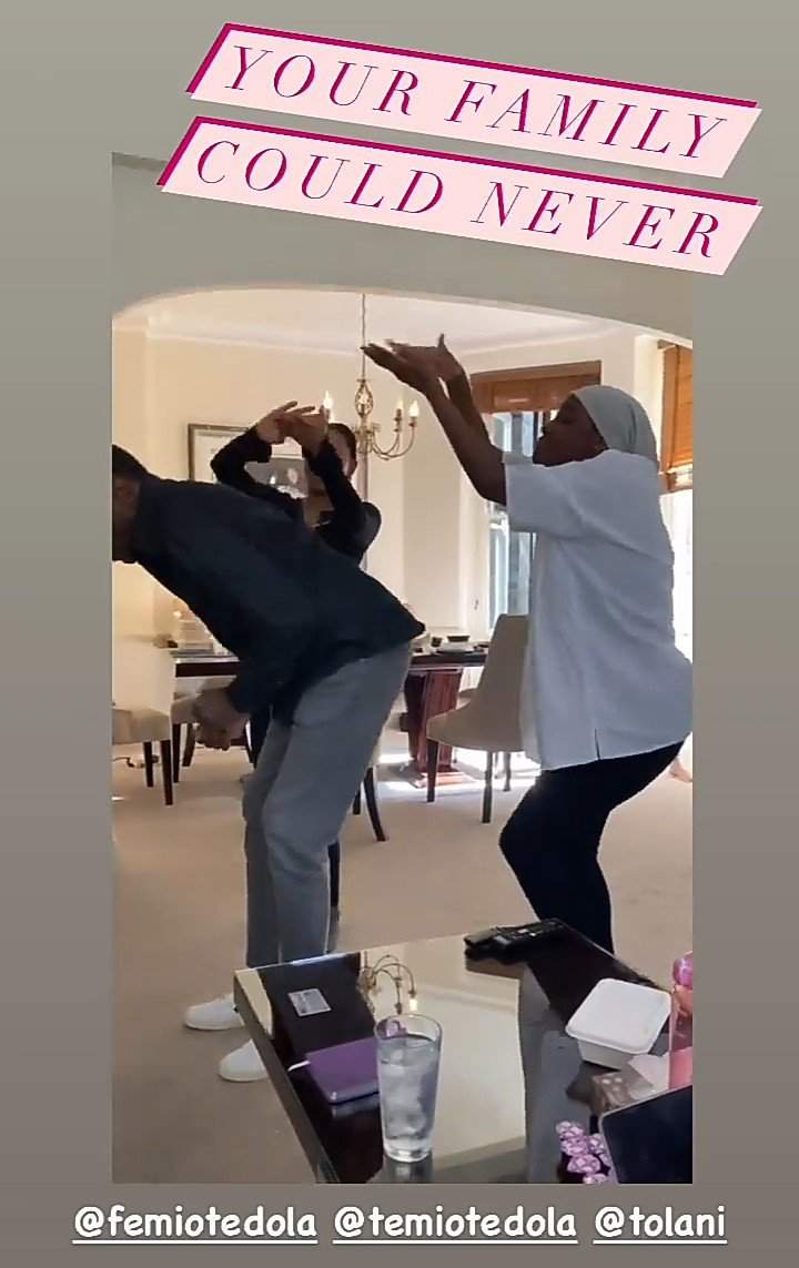 Billionaire, Femi Otedola parties and dances at home with his children (Photos/Video)