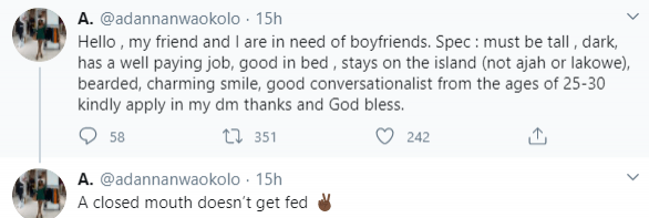Nigerian lady comes online to search for a boyfriend for herself and her friends