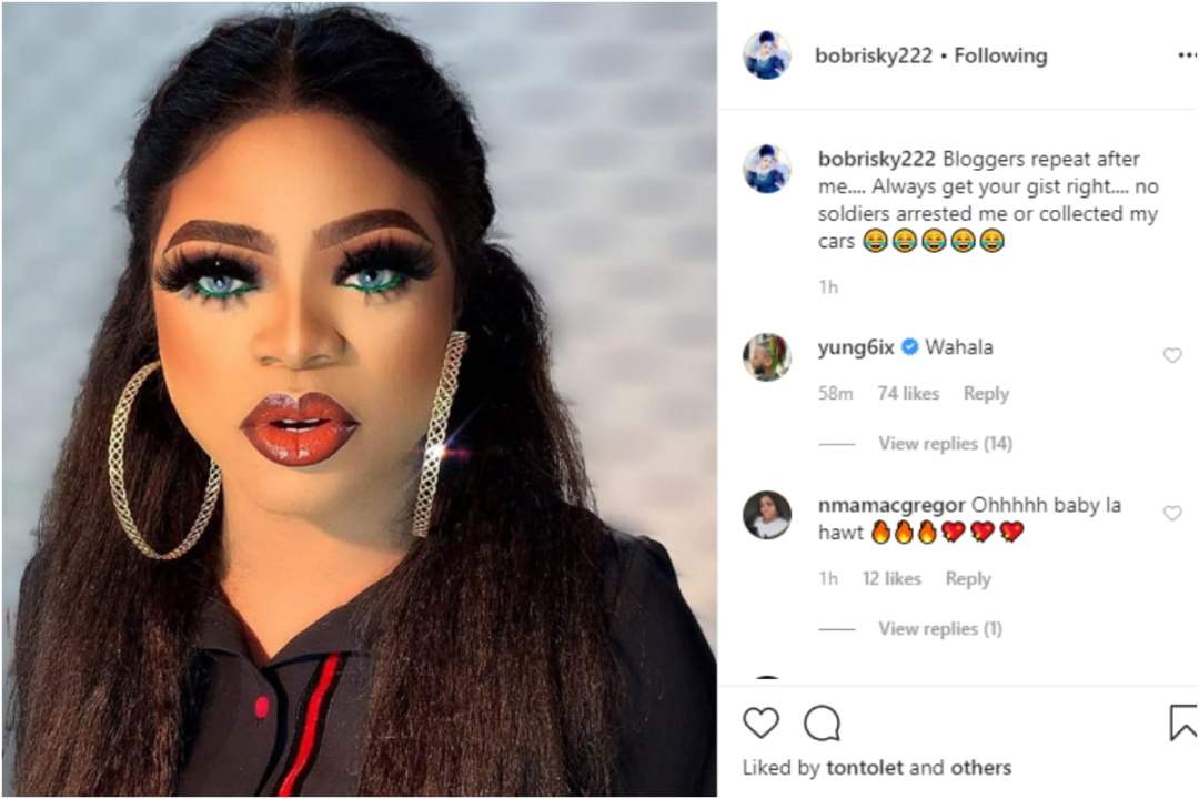 Bobrisky debunks arrest rumour and claims that his cars were seized