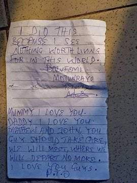 Female corps member commits suicide, leaves note for mum and siblings