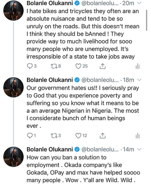 'Our government hates us' - Bolanle Olukanni, Ifuennada, others react to Lagos state government's decision to ban Okada, Keke NAPEP