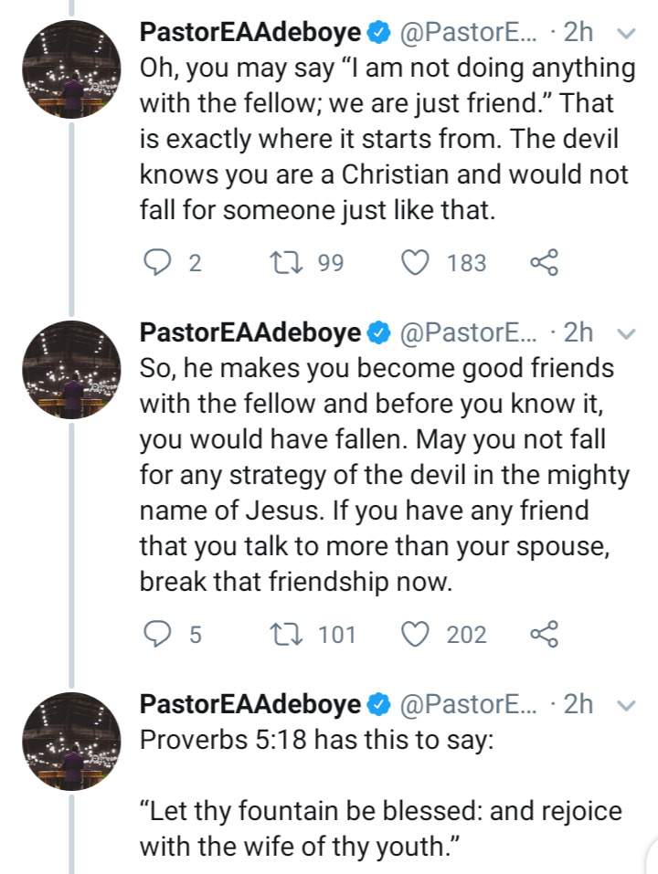 Nigerians react as Pastor Adeboye tells his 'son' to sack his secretary