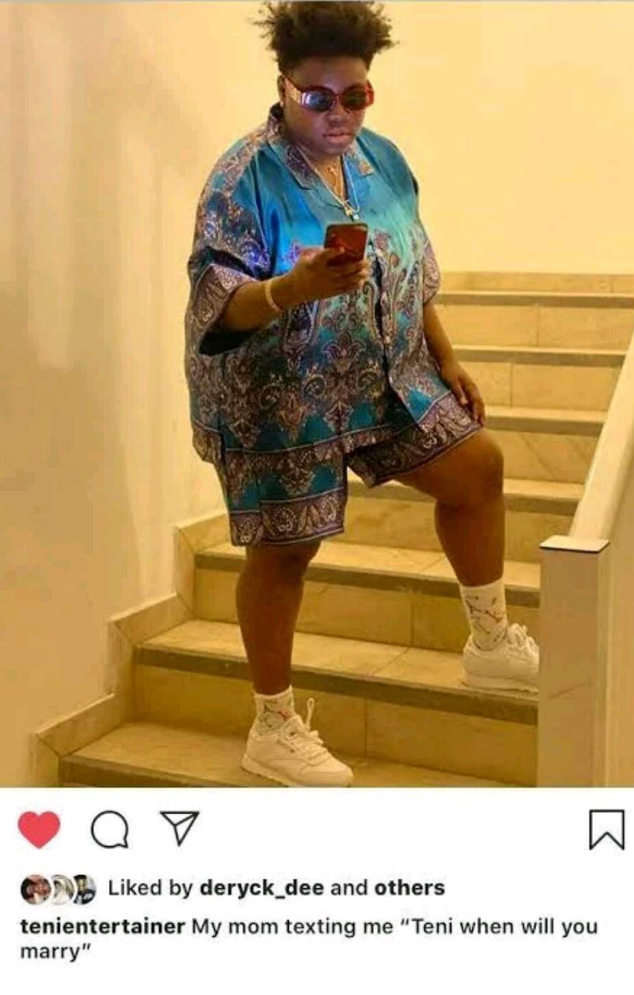 'When will you marry?' - Teni shares message her mom sent to her