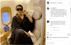 If fake life is making you buy Range Rover 2019, flying first class, own house in lekki biko won't you fake it too? - Bobrisky asks