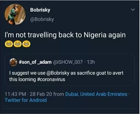 Coronavirus: Nigerian man says Bobrisky should be used as sacrificial goat