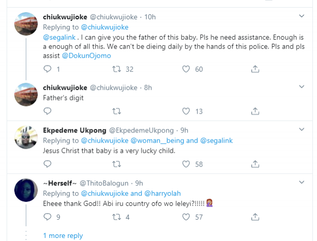 Baby nearly killed by stray bullet allegedly fired by police officer in Port Harcourt (Photos)