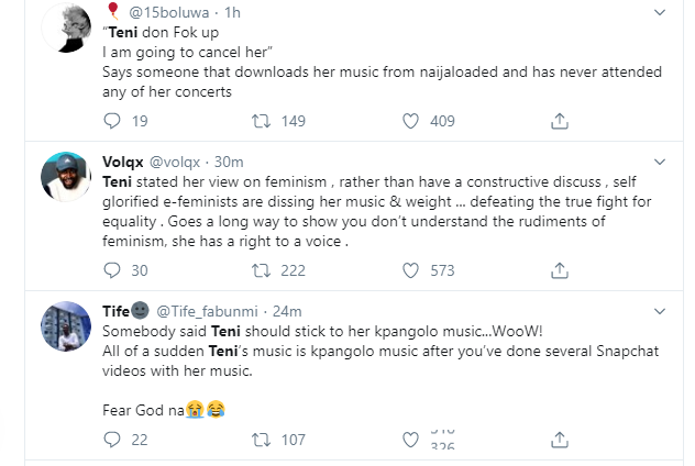 Nigerians react to Teni's view on feminism and marriage proposal