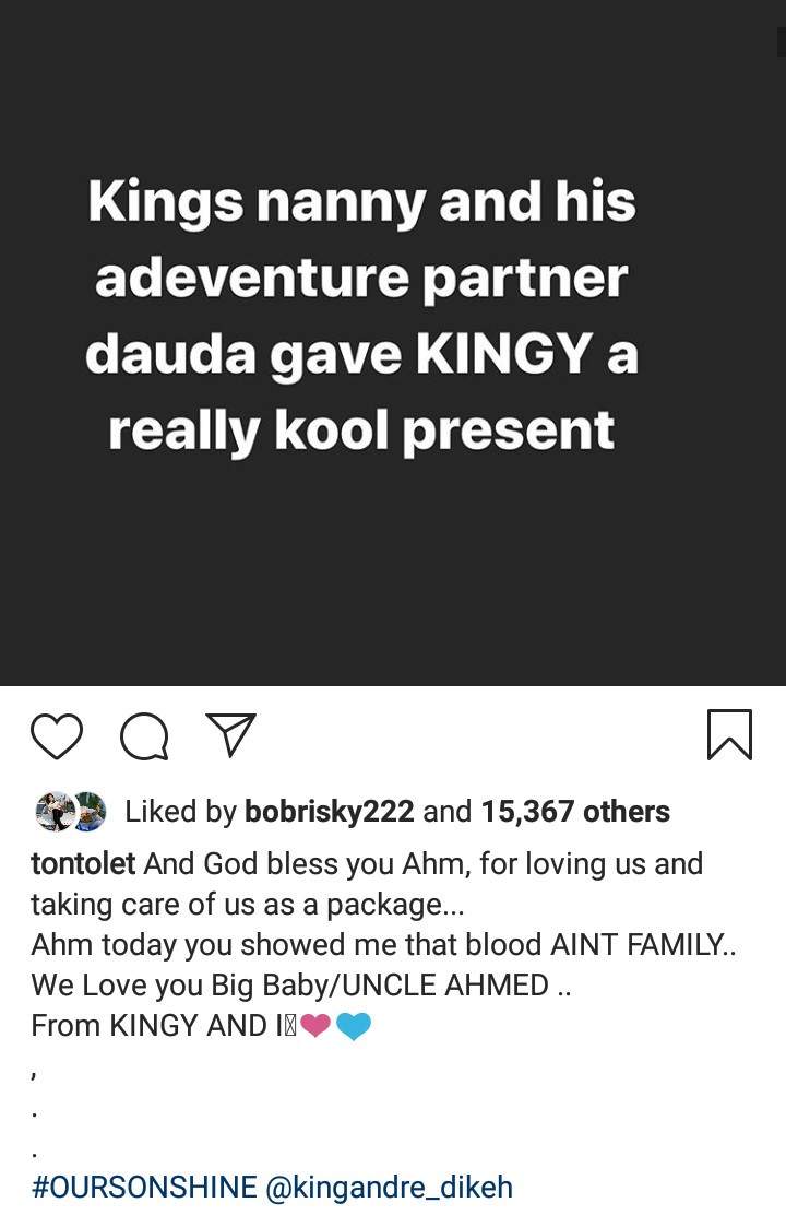 'Blood ain't family' - Tonto Dikeh says as she thanks her 'big baby' for being there on her son's birthday