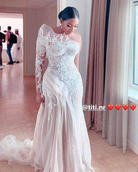 'Totally unbecoming of her faith and culture' - Man criticises Atiku's daughter-in-law's wedding dress