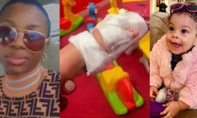 'Please pray for us' - Boss lady, Ka3na begs fans as she rushes one-year-old daughter to hospital (Video)