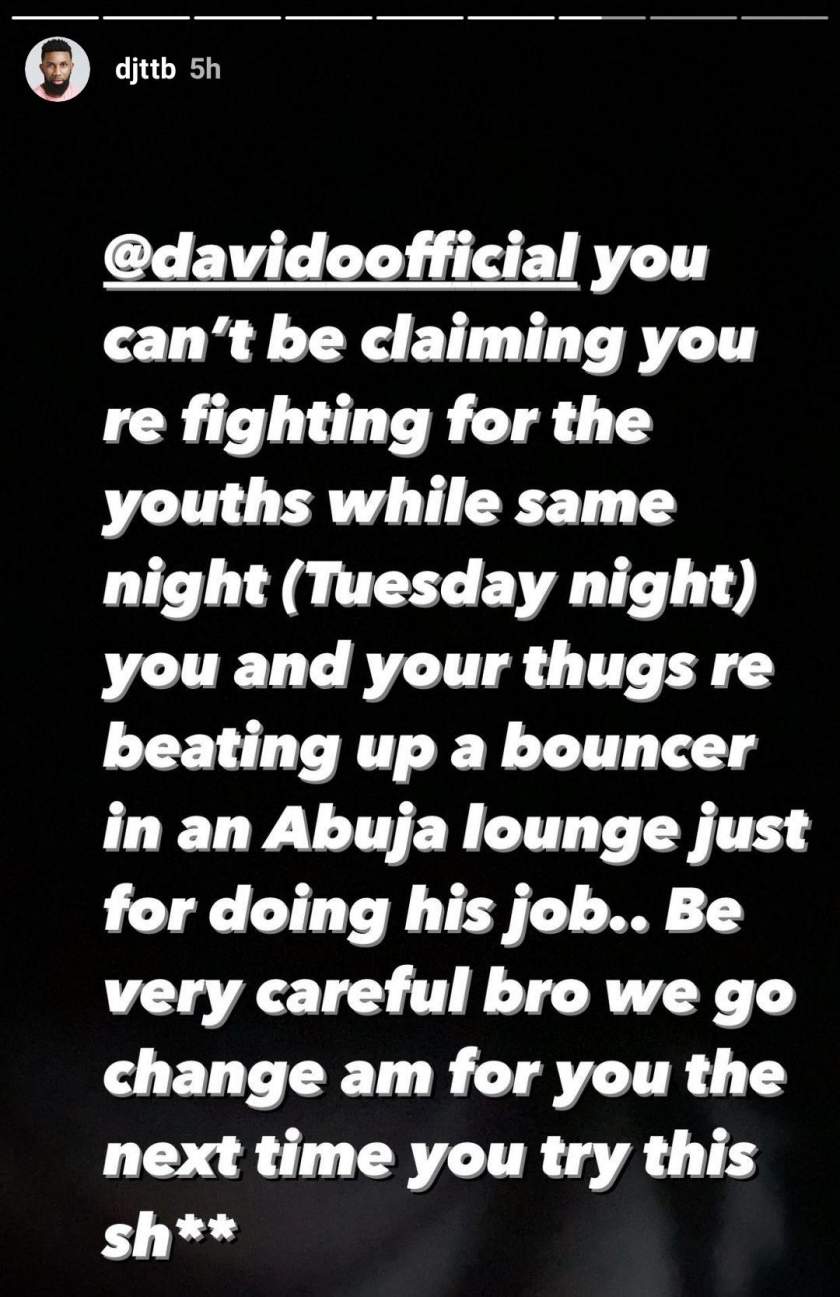 Davido Called Out For Allegedly Beating Up Bouncer Till He Started Bleeding