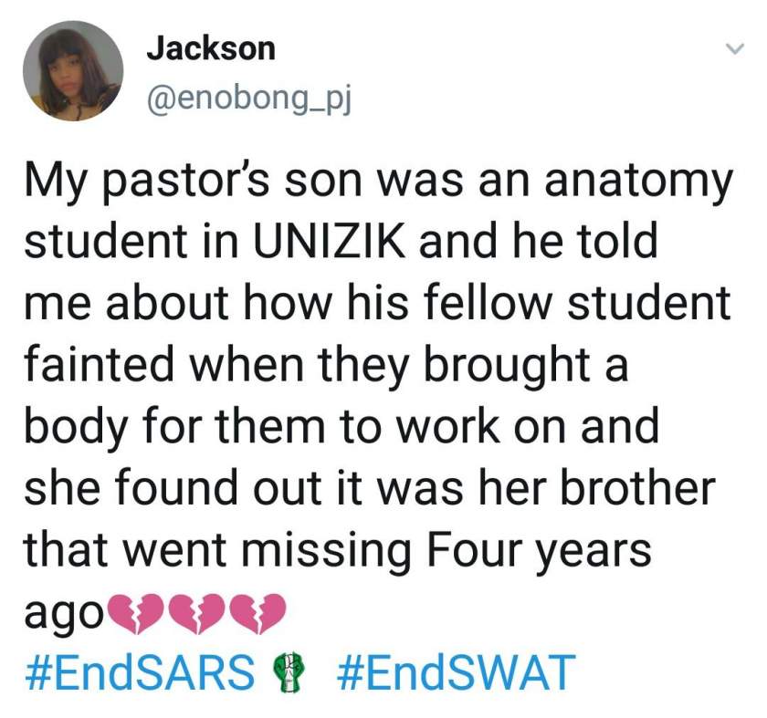 #End Sars: How A Medical Student Fainted After Finding Out That Her Missing Brother Is The Cadaver In The Lab