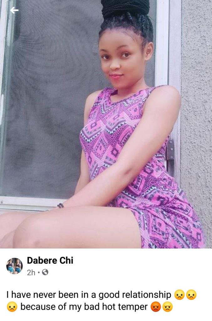 'I have never been in a good relationship because of my hot temper' - Lady laments