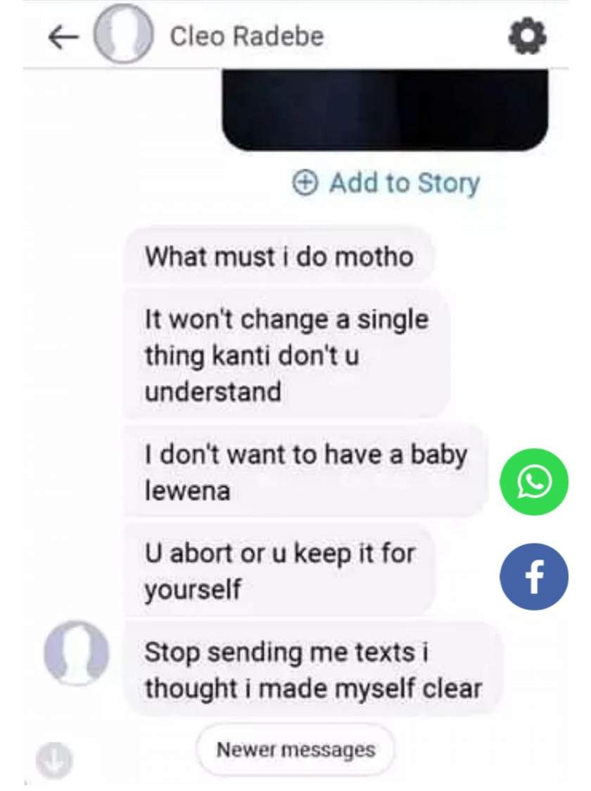 Lady shares chat with ex boyfriend who allegedly got her pregnant and denied the baby