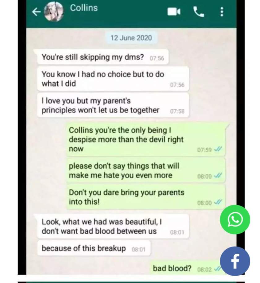 Lady shares chat with boyfriend who broke up with her after she trained him in school and fed him, says she's too old for him