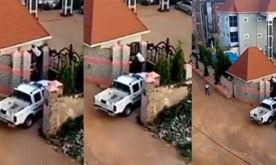 #EndSars: Moment a suspected DPO ran to a hotel and scaled the fence after hoodlums stormed his station (Video)
