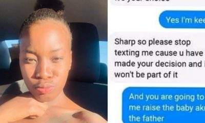 Lady shares chat with ex boyfriend who allegedly got her pregnant and denied the baby