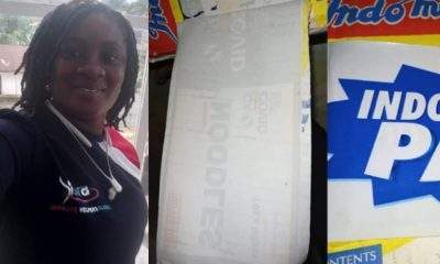 "How heartless can people be?" - Lady laments after seeing COVID19 sticker on the carton of indomie she bought (Photos)